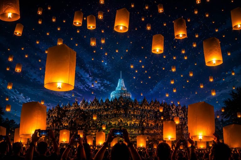 Borobudur Lantern Festival 2026 lantern release during Vesak